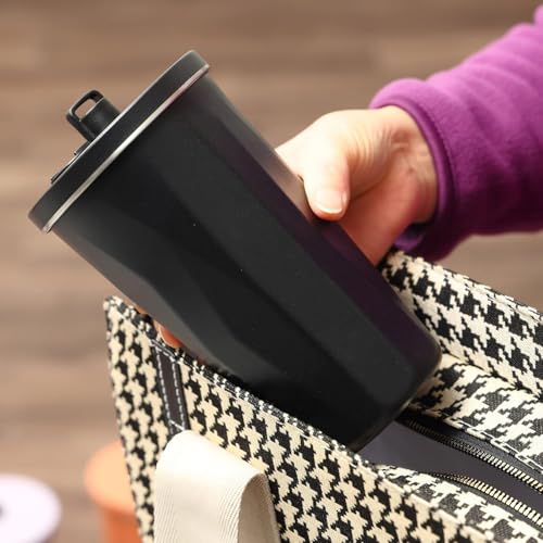 Image of YELONA 600 ml Vacuum Insulated Tumbler with Retractable Straw | Stainless Steel Portable Mug for Hot & Cold Beverages | Leak-Proof, Twist-Off Lid Flask for Coffee, Tea, Juices & More - Charcoal Black