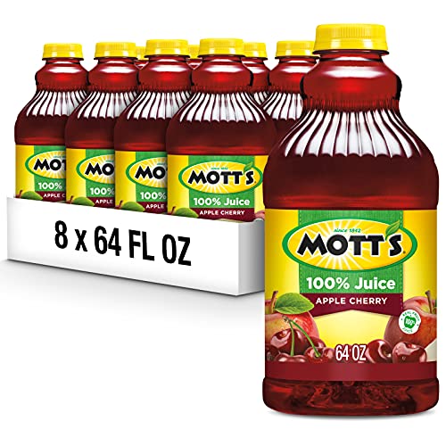 Image of Mott's 100% Apple Cherry Juice, 64 Fl Oz Bottle (Pack Of 8), Made With 100% Apple & Cherry Juices, No Added Sugar, Excellent Source Of Vitamin C, 2 Servings Of Fruit Per 8oz, Gluten & Caffeine Free