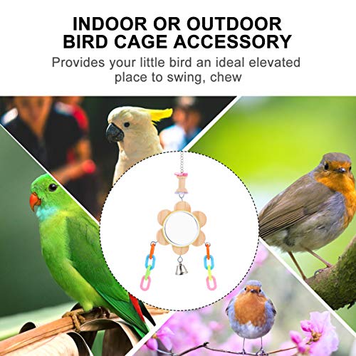 VILLCASE PÃ¡ssaro Espelho BalanÃ§o Gaiola de Madeira Animal de EstimaÃ§Ã£o Rede Dentes Brinquedo de