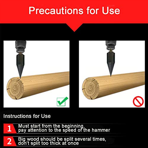 Log Splitter Wood Splitter Drill Bit Firewood Log Splitter Drill Bit, Log Splitter Wood Splitter Drill Bit, 32mm Wedge Screw Log Wood Splitter Drill Tool Used for Wood, Black (Small)