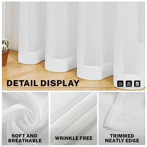 Mrtrees White Sheer Tier Curtains 24 Inch Length Curtain Sheers Transparent Half Window Curtains Kitchen Tiers Bathroom Small Curtains Cafe Curtains Light Filtering Voile Panels Rod Pocket 2 Panels #TOP3
