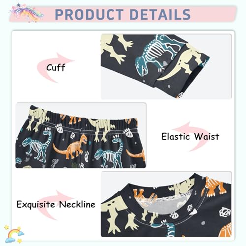 ALAZA Cute Stylish Dinosaur Paw Print Pajamas Long Sleeve Sleepwear 2-Piece Pajama Set4