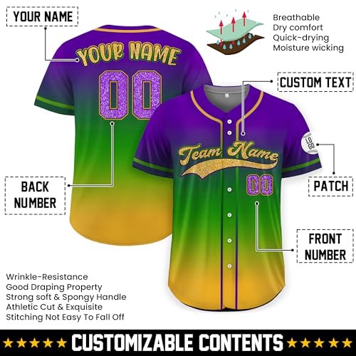 Camiseta personalizada de béisbol con botones, nombre y número para espíritu festivo y uniforme de equipo miniatura 2