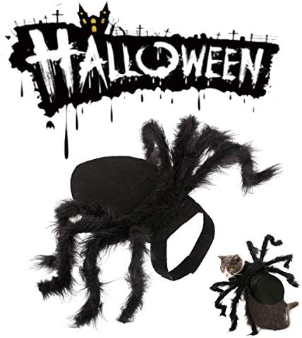 Dog Spider Costume, Spider Dog Costume Halloween Costume for Dogs or Cats, Horror Simulation Plush Big Spider Wings Dress Up Halloween Party Decoration.（M）