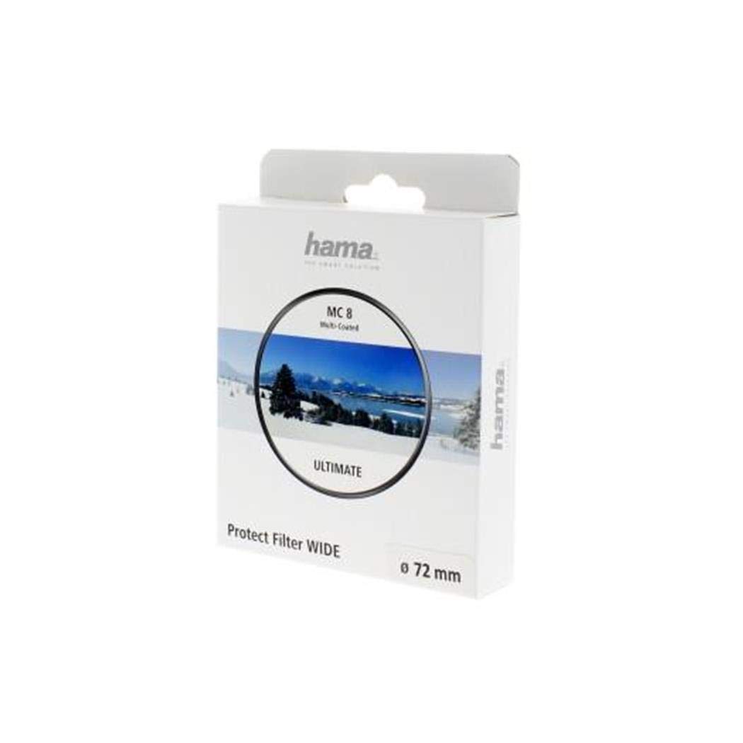 Hama Filtre de protection "Ultimate" (verre optique (HR), diamètre du filetage de 72 mm, Epaisseur de la monture de 2,4 mm, filetage avant, MC8 (multicouche 8x)) Noir