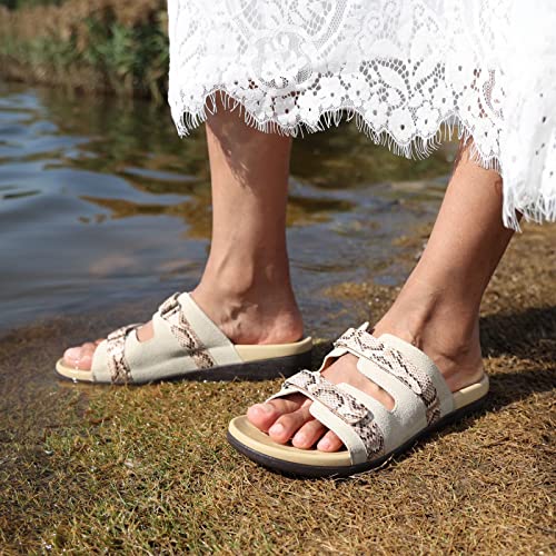 Megnya Womens Orthotic Sandals For Plantar Fasciitis, Arch Support Slides For Flat Feet, Comfortable Heel And Foot Pain Relief Sandals Khaki Size 10 #TOP1