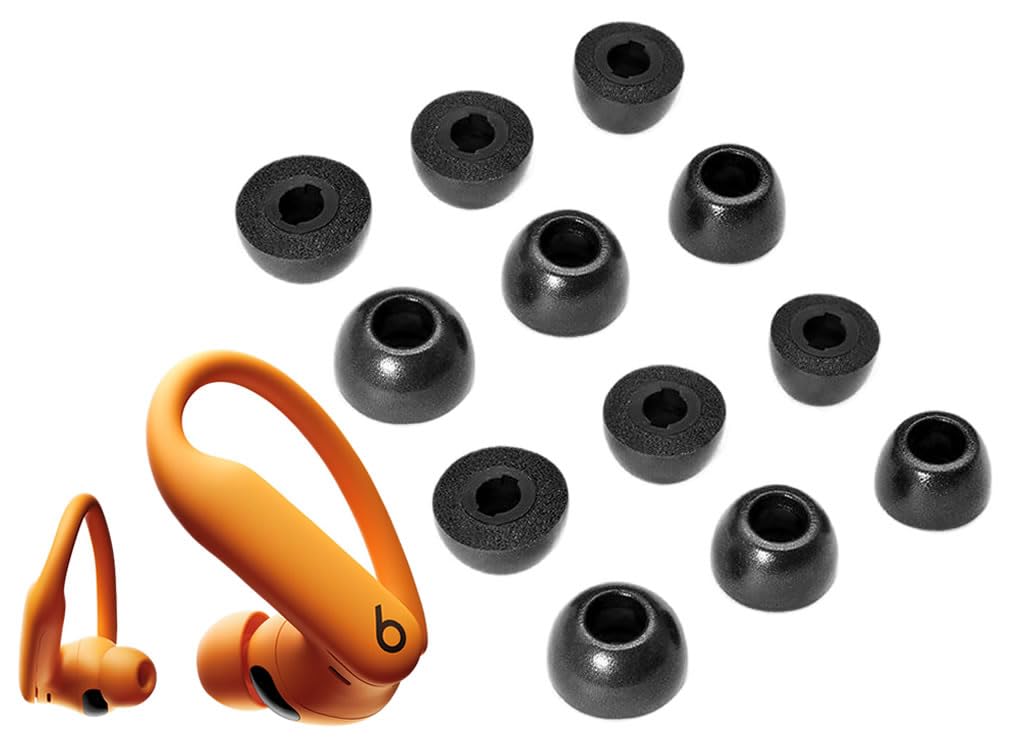 A-Focus [ 6 Pairs ] for Powerbeats Pro 2 Memory Foam Ear Tips Soft Comfortable Replacement No Silicone Pain Fit in Case Eartips Cover Compatible with Powerbeats Pro 2nd Black 6p214 L/M/S