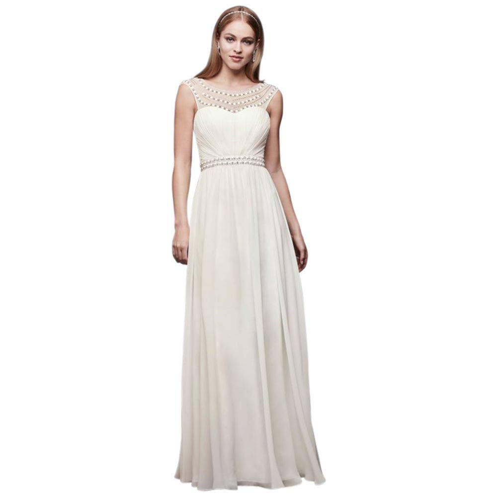 Davids Bridal Beaded Sheath Wedding Dress With Illusion Mesh Style |  Desertcart Fiji
