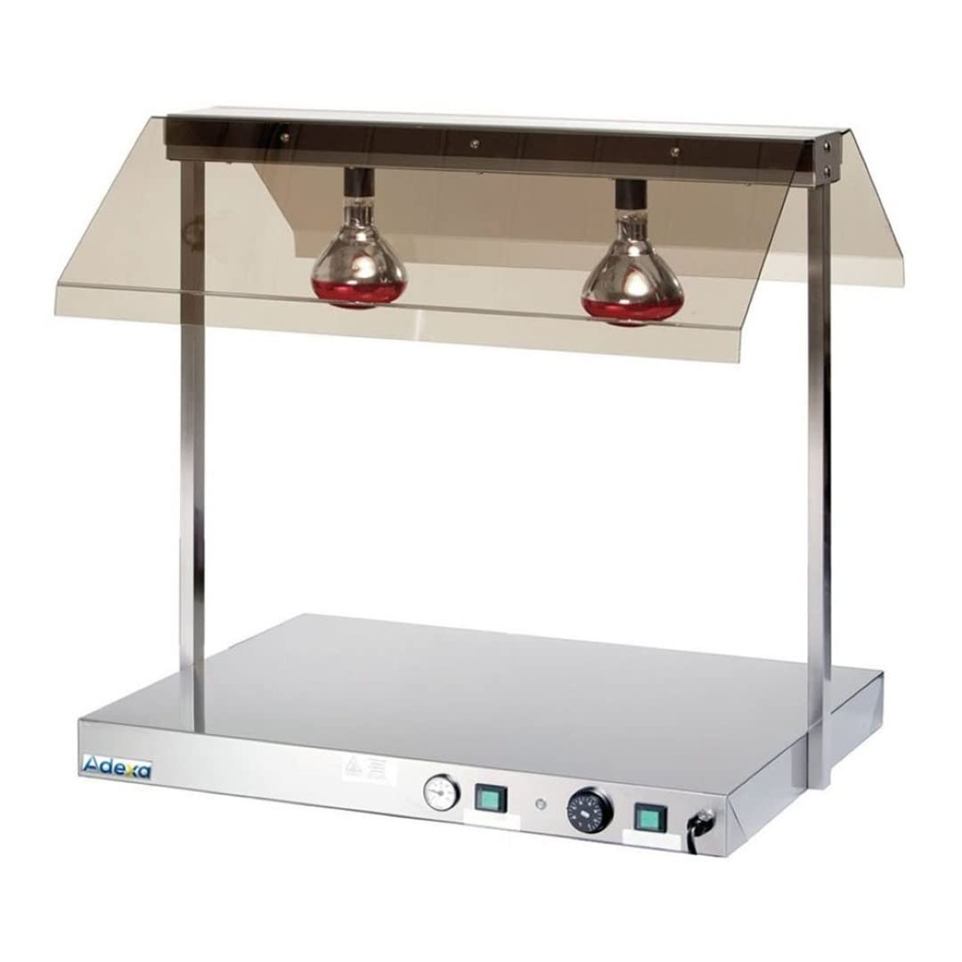 Stalwart DA-WM2F Buffet Food Warmer with Gantry Stainless Steel 2 Infrared Lamps Sneeze Guards 2xGN1/1