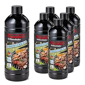 FLAMMBURO (6 Liter) Grillanzünder 1000 ml direkt vom Deutschen Hersteller, Flüssiganzünder 1L, Anzünder flüssig 1 L…