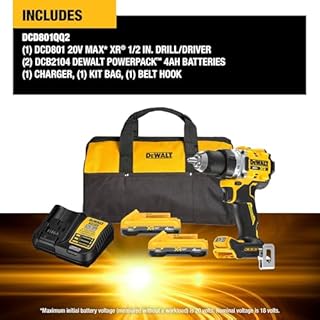 DEWALT 20V MAX XR Brushless Cordless 1/2 in. Drill Driver Kit With DEWALT POWERPACK Batteries and Charger (DCD801QQ2)