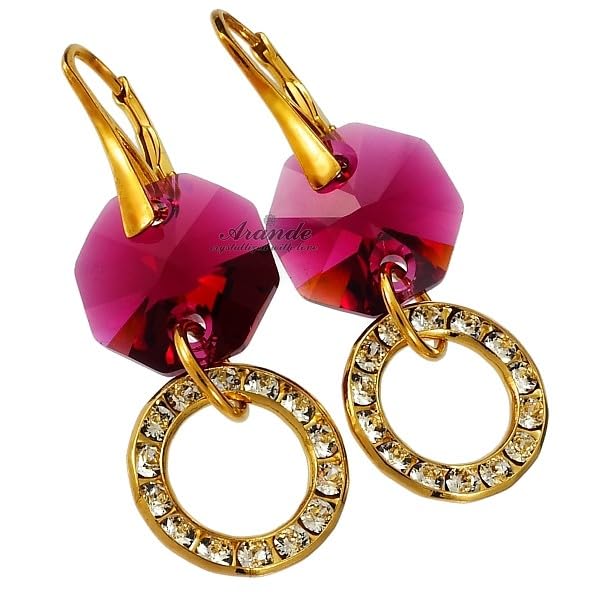 Boucles d'oreilles en cristal d'origine argent sterling plaqué or