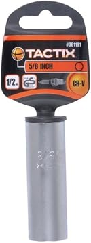 Tactix 361191 Spark Plug Socket with 1/2-Inch Drive, 5/8-Inch, Black/Orange