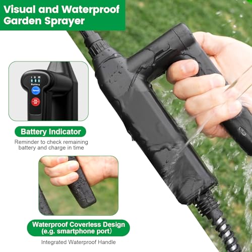 Image of Battery Powered Sprayer 1.35 Gallon, 2026 Electric Garden Sprayer with 3 Adjustable Speeds, 4 Mist Nozzles, Rechargeable Handle, Retractable Wand with Adjustable Shoulder Strap for Weed Lawn(Green)