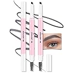 3Pcs Waterproof Eyebrow Pencil, Professional Makeup Micro Brow Pencil, Double-ended ultra-fine eyebrow pencil, Ultra-Fine Mechanical Pencil (3, 02Dark Gray)