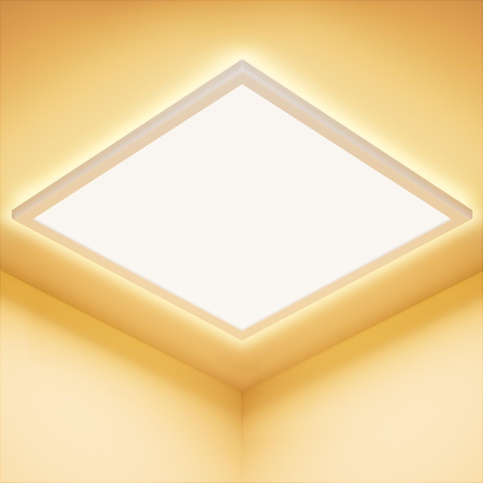 Feliigo Deckenleuchte LED, Deckenlampe Wohnzimmer 3000K-24W-2800LM, IP44 Wasserfest Modern Schlicht Ultra dünn Lampe für Schlafzimmer, Bad, Flur, Balkon, Küche, Keller - 30cm, Quadrat