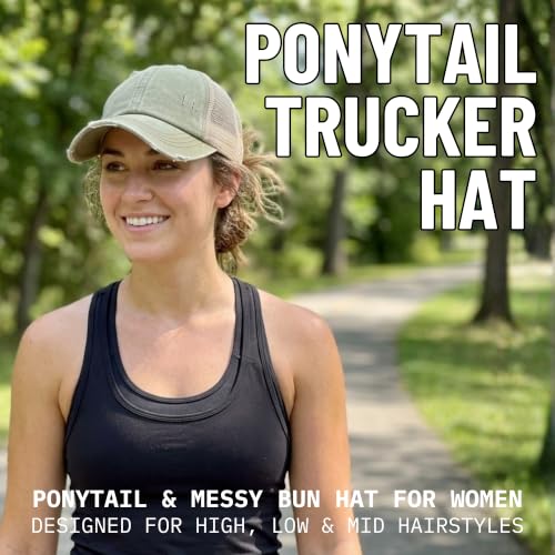 Image of Funky Junque Womens Baseball Cap Dad Hat Ponytail Messy Bun Trucker Ponycap