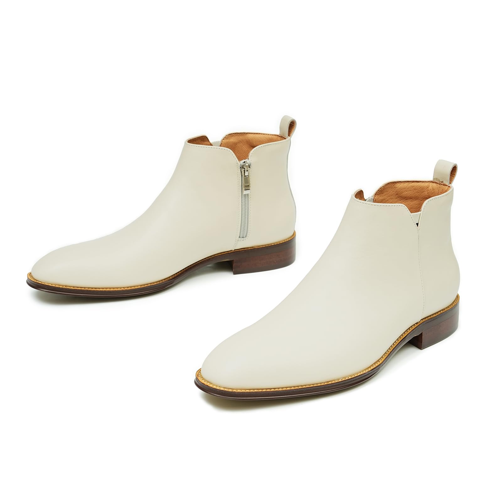 Botas Chelsea de Vaca para Hombre Botines Casuales Negocios Pull On Zapatos en Cuero Genuino