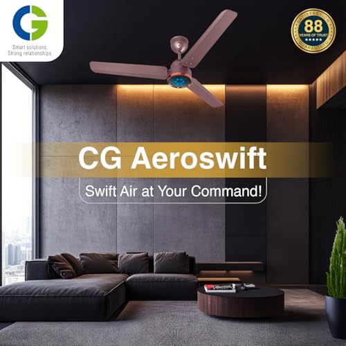 Image of CG AeroSwift Ceiling Fan | 1200mm | High speed BLDC Motor | Energy Efficient | 5 star rated | 3+2 Year Warranty | LED display | Reverse Mode | Remote Control with Adjustable timer | Bakers Brown