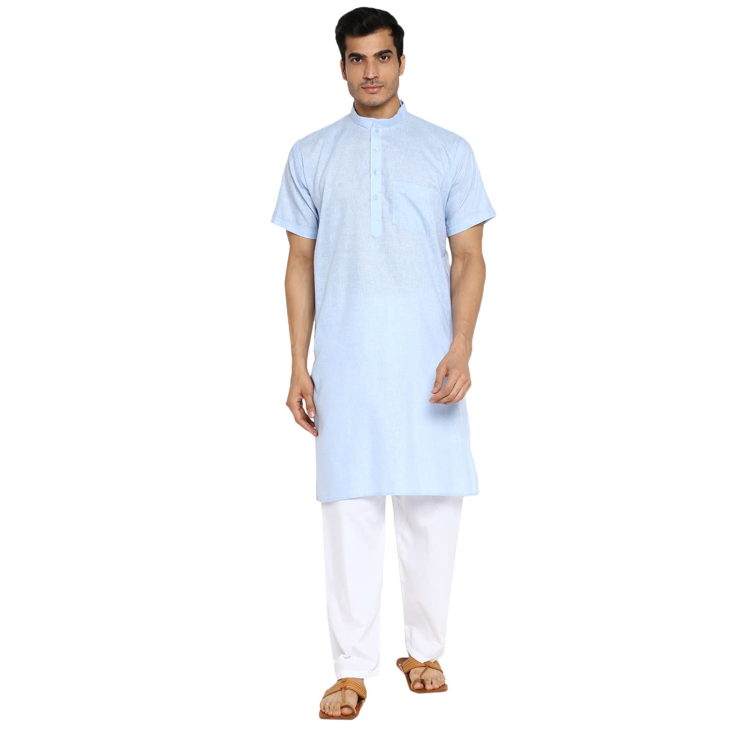 royal kurta Mens Cotton Linen Half Sleeve Kurta Pyjama-picture-37