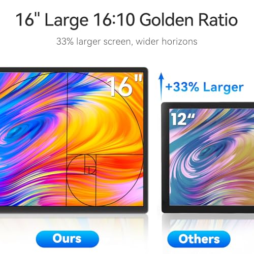 Image of 16 inch 2.5K Portable Monitor - QHD Laptop Screen Extender 100% sRGB Wide Color HDMI /USB C /USB A Travel External Display Stand Gaming Monitor for PC Windows MAC Computer Switch Phone Xbox PS4 /5