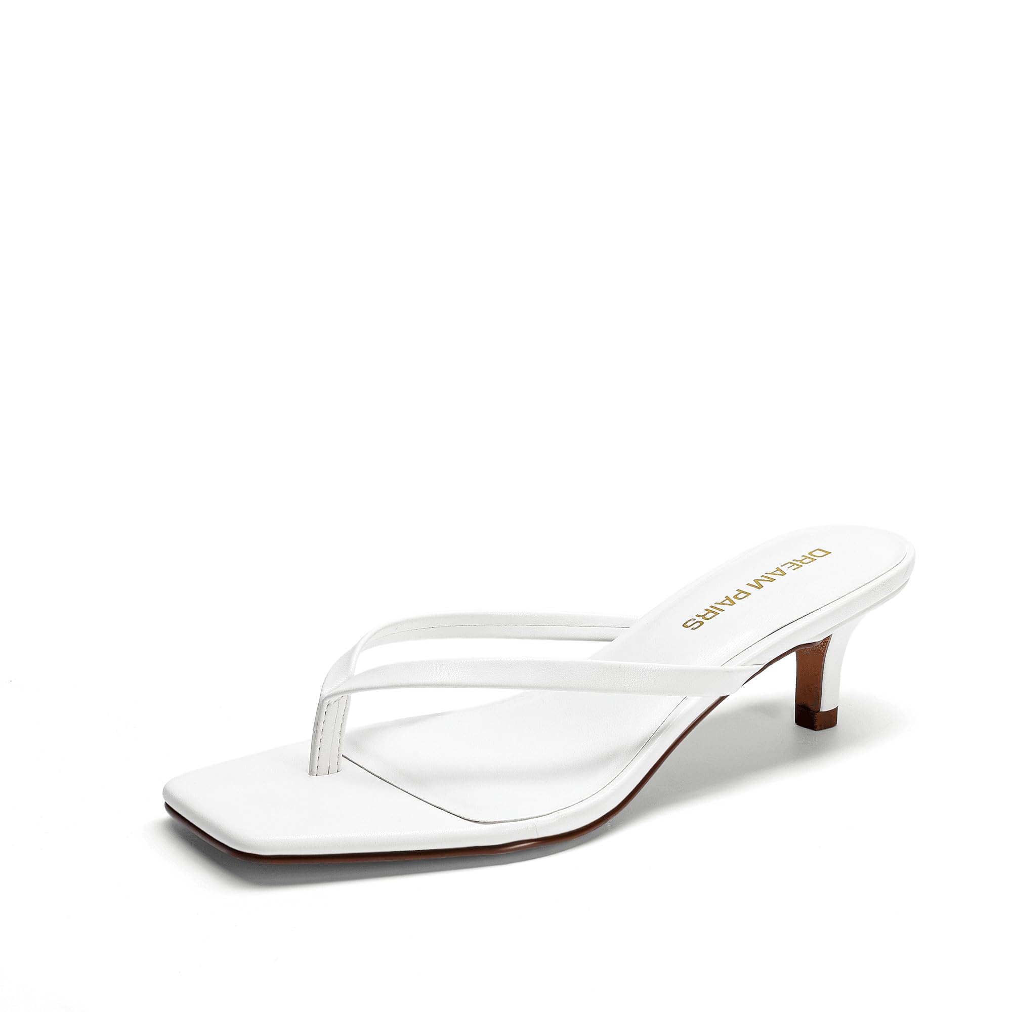 DREAM PAIRS Kitten Heels for Women Flip Flop Low Heels Square Open Toe Sandals Thong 1.96 Inch Heeled Sandals for Summer Vocation