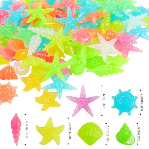 Image of 100 PCS Starfish Glow Rocks Mixed Color Luminous Stones Aquarium Garden | OSOPOLA Starfishshaped Mixed Color Glow Rocks Luminous Stones For Aquarium Garden Walkway FD05MX100A