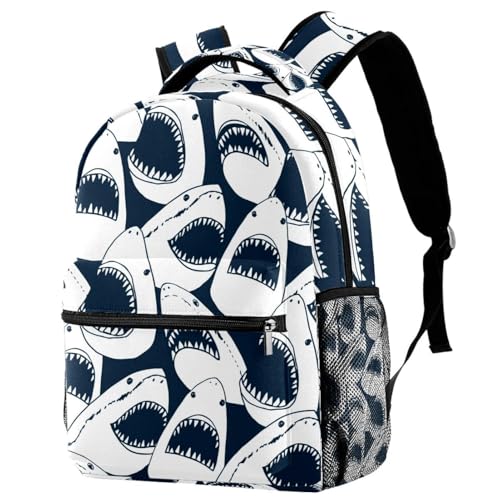 Sac à dos d'école motif requin multicolore 29x20x40cm pour adolescents