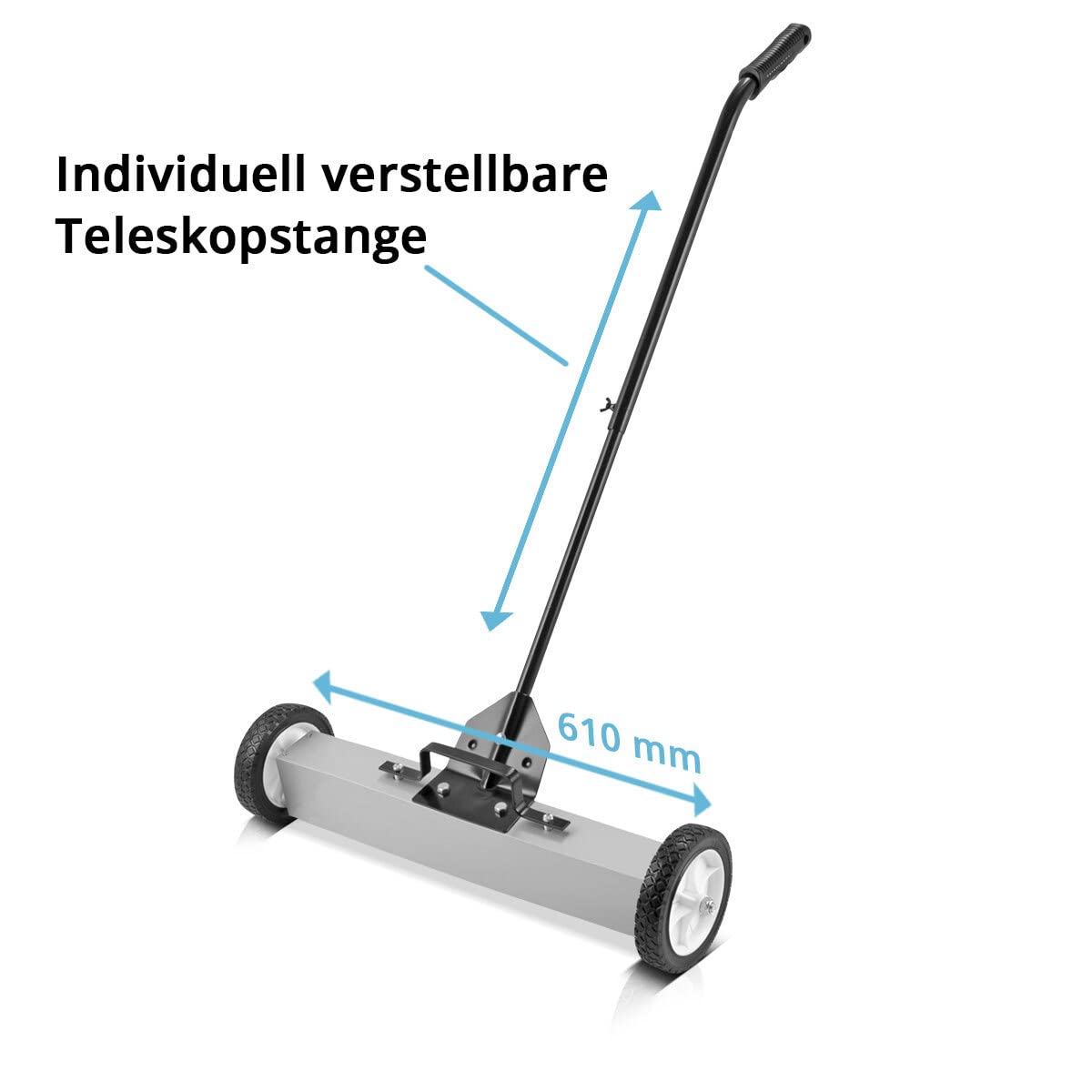 STAHLWERK Barredora magnética MBK-24 ST con 610 mm de ancho y 17,5 kg de capacidad, escoba magnética/recogedora de virutas para virutas de metal, tornillos, clavos y otras piezas pequeñas magnéticas