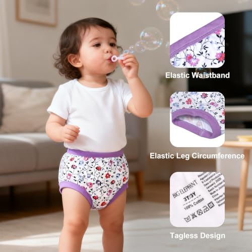 Image of BIG ELEPHANT Toddler Potty Training Underwear, 100% Cotton for Boys & Girls | Multi-Layer Absorbent Liner for Small Accidents, Wetness Awareness, Easy Pull-On Fit, Washable for Daytime Potty Training