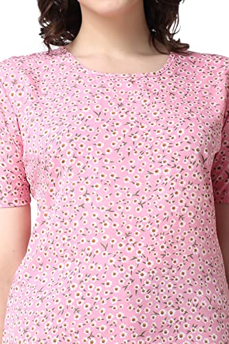 Image of POPWINGS Casual Printed Puff Sleeves Round Neck Top for Women || Stylish Summer Tops for Women || Hip-Length Women Top