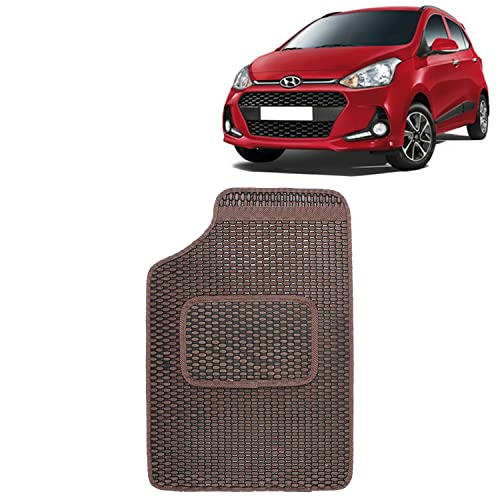 Image of Kingsway Dotted Design Car Floor Foot Mats Universal Fit for Hyundai Grand I10, Model Year : 2017 Onwards, Water and Dustproof, Color Brown, Set of 5 Pieces