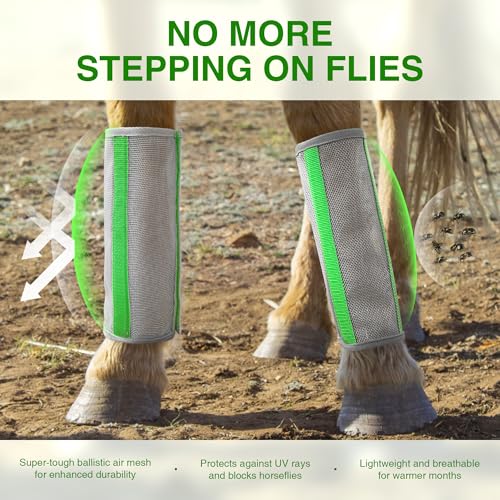 Image of Hilltown Fly Boots for Horses, Anti-Insect and UV-Permeable Fly Boots for Horses Set of 4 - Provide Your Horse with Maximum Protection During Training, Riding and Resting