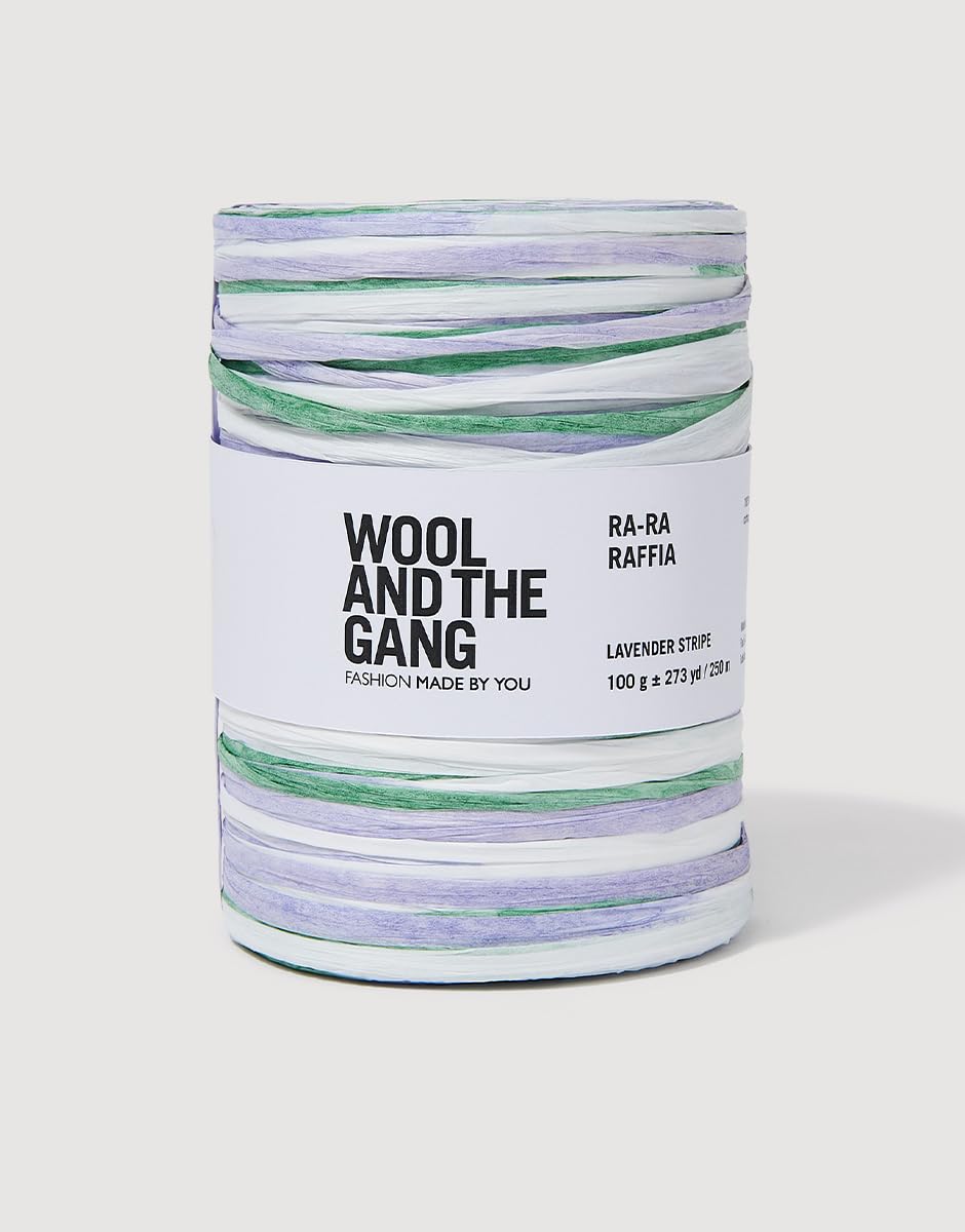 Wool and the Gang Ra Ra Raffia Stripe - Lavender Stripe, 100g