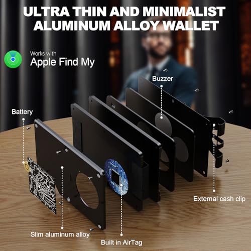 Air wallet, Slim Wallet With Built In Airtag Chip, RFID Blocking Credit Card Holder Slim Wallet For Men/Women, Holds 12 Cards,Track Your Wallet, Compatible with Apple Find My iOS Only2