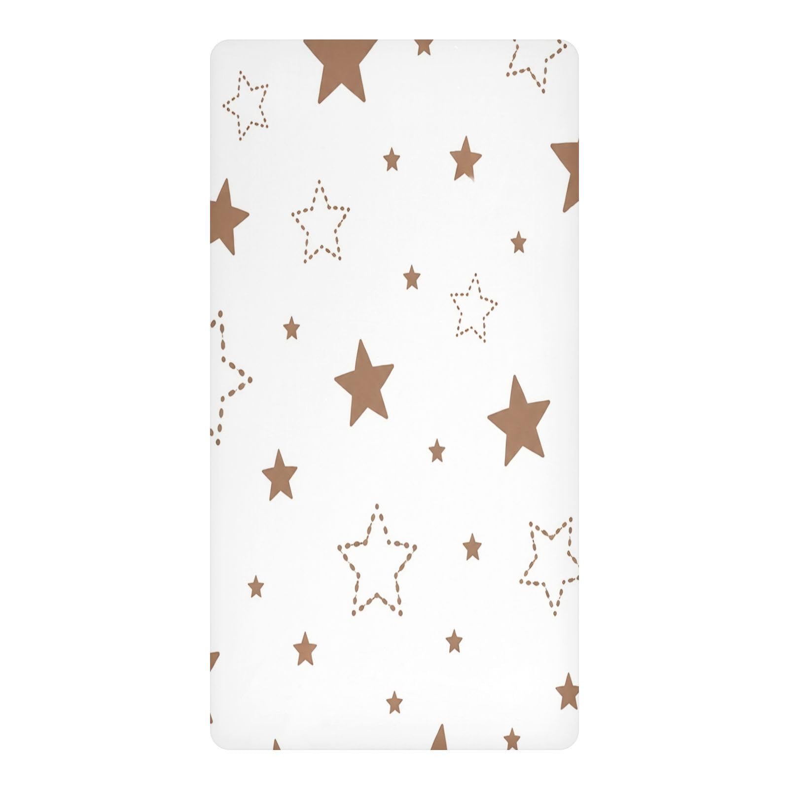 BOESI Brown Star Waterproof Crib Sheet,Fitted Mattress Protector