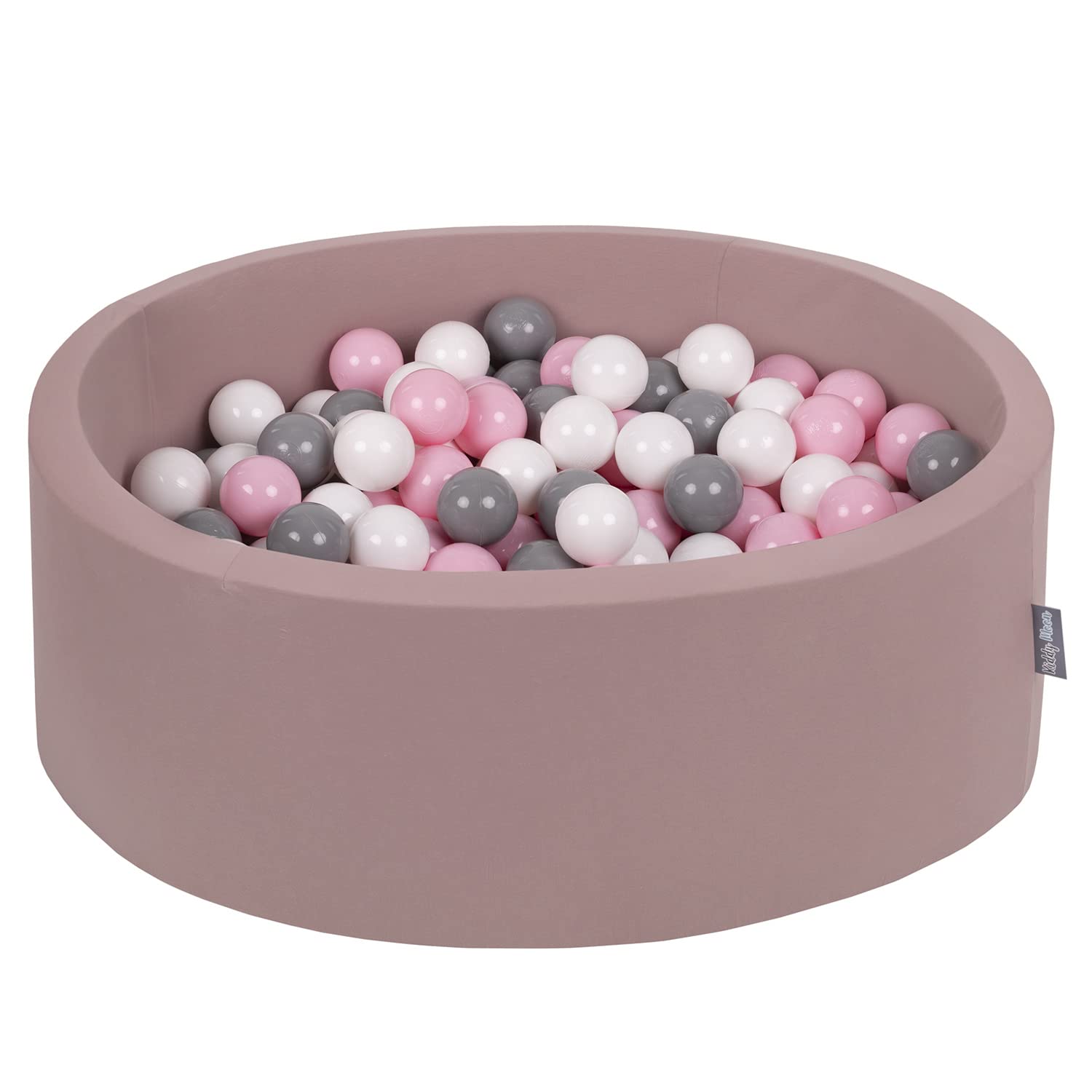 KiddyMoon 90X30cm/300 Balls ∅ 7Cm / 2.75In Baby Foam Ball Pit Made In EU, Heather:White/Grey/Light Pink — image 1