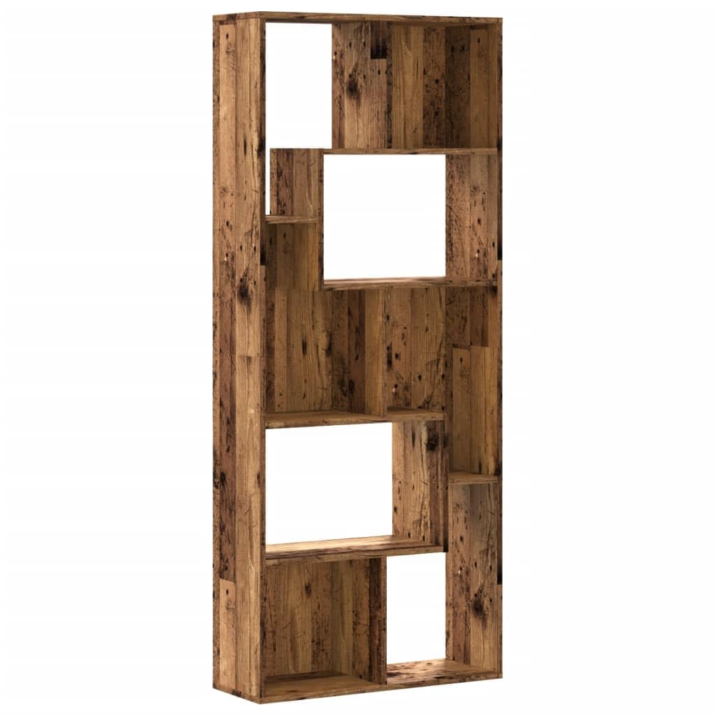 Regał na książki o wyglądzie starego drewna, dekoracyjny regał do przechowywania do hotelu, 67 x 24 x 161 cm, materiał drewnopochodny