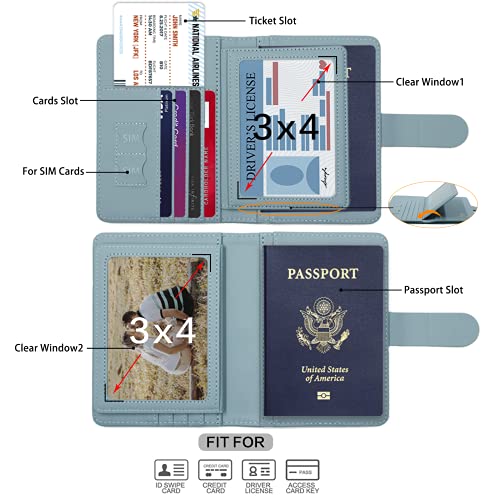 Image of Melsbrinna Rfid Passport Holder for Travel women /Men, Cute Passport Wallet Rfid Blocking Card Slots, Rfid Passport Cover /CaseTravel Wallet, Passport Book Holder (2, Blue1Blue2)