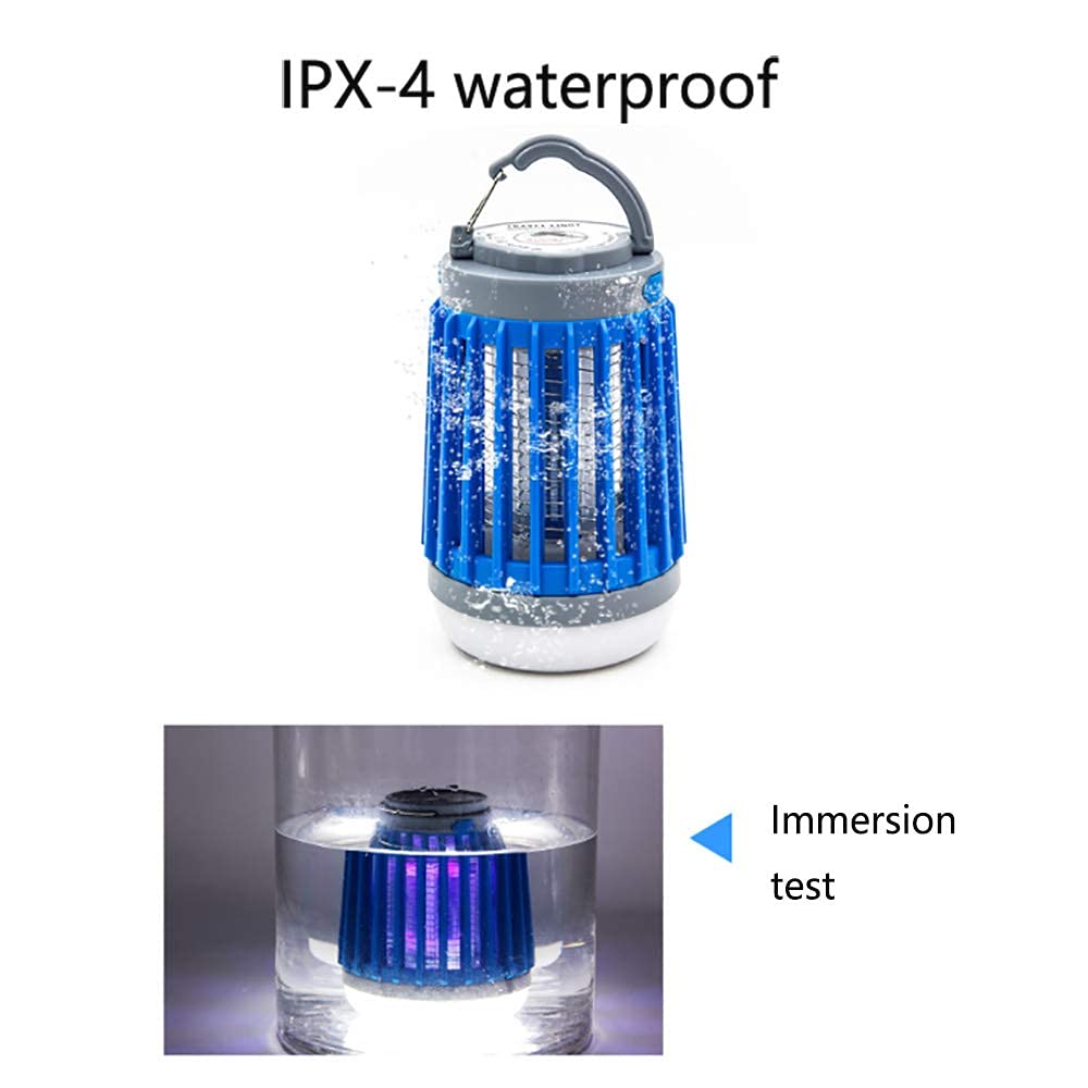 TEmkin Exterminador eléctrico de Insectos, lámpara antimosquitos con Trampa LED de 360 Grados, se Puede Utilizar en Interiores o Exteriores, Carga Solar y USB, luz de Camping Impermeable
