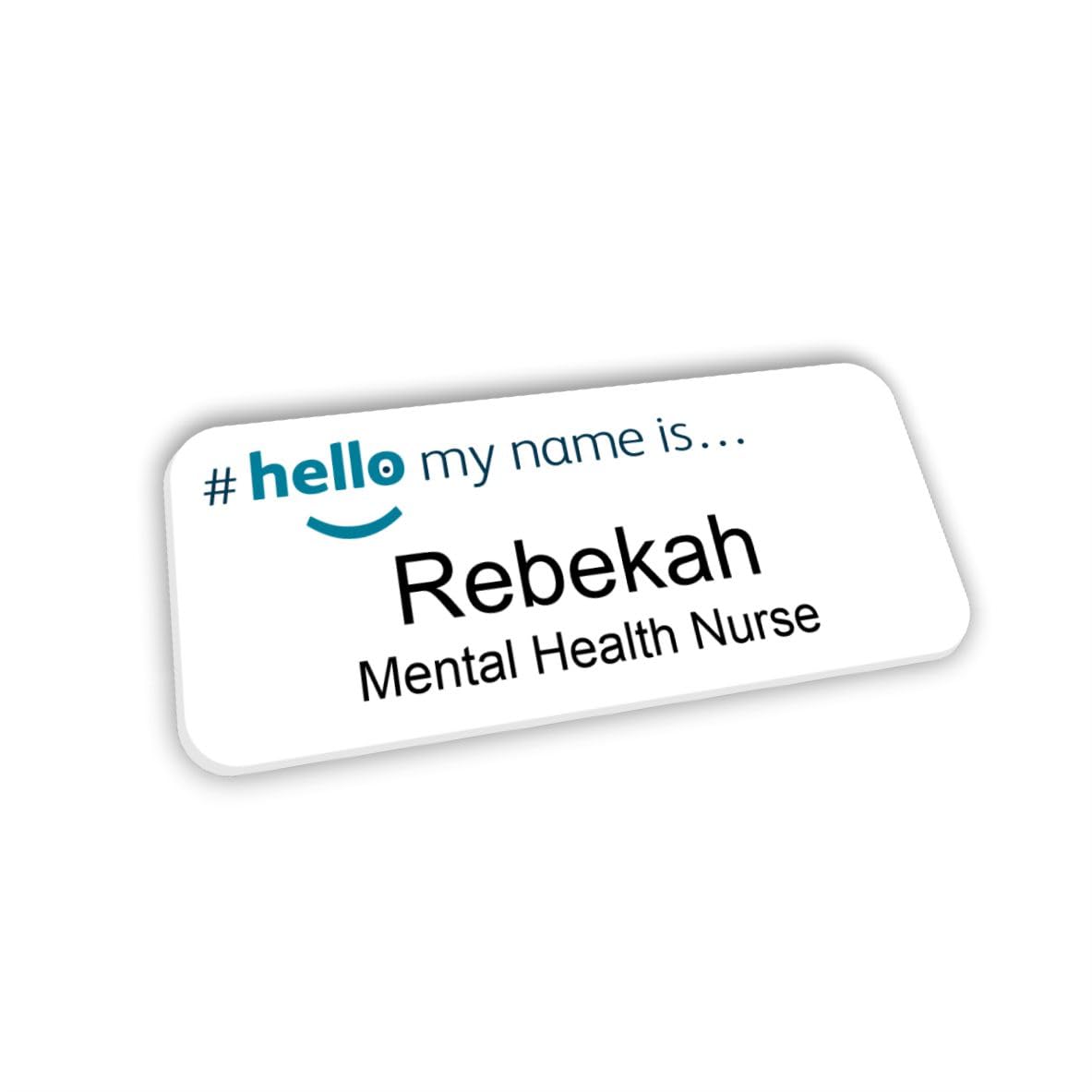 Hello My Name is Name Badge Turquoise Blue Text Logo 76 x 32 mm Student Doctor GP Healthcare Assistant Nurse Practitioner Clinical Medical