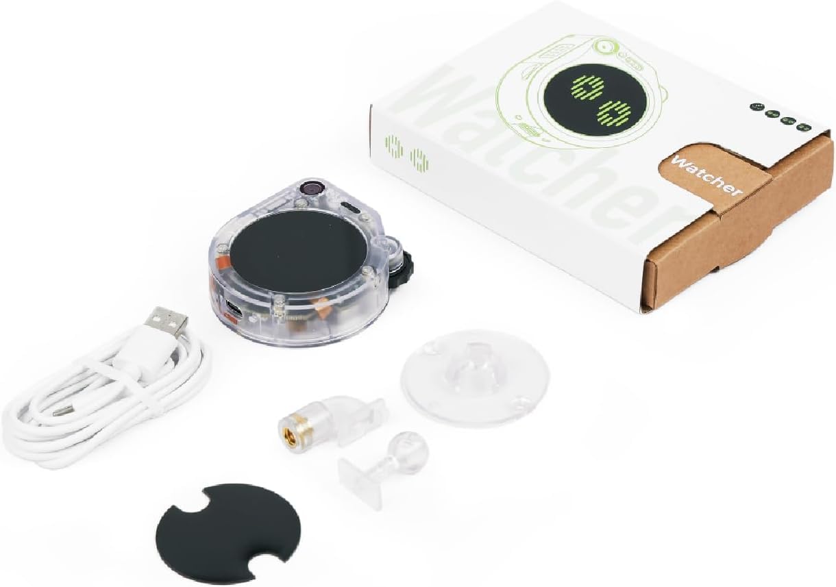 SenseCAP Watcher W1-A AI Agent with Clear Enclosure, ESP32S3 Processor, Microphone, Camera, Speaker, Voice Control
