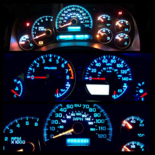 Image of WLJH Bright Ice Blue Instrument Cluster Panel Gauge Speedometer Tachometer Oil Pressure Fuel Temp Clock Indicator Bulb Full Led Light Kits Replacement for Jeep Wrangler 1987-1991
