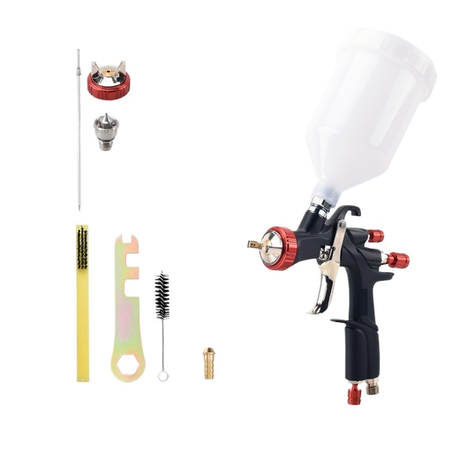 Pistolet Na Sprężone Powietrze Do Malowania Samochodu Zestaw Pistoletów Natryskowego Aerograf 1,5 Mm A610 Natryskowy Z Dyszą,3/1,4/1,7/2,0(1.5 gun 1.7 nozzle)