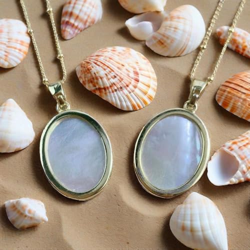 KOMI Pendant Necklace for Women, Mother of Pearl Pendant with 18K Gold Plated Necklace, Catholic Jewelry for Women with Soft Velvet Bag4