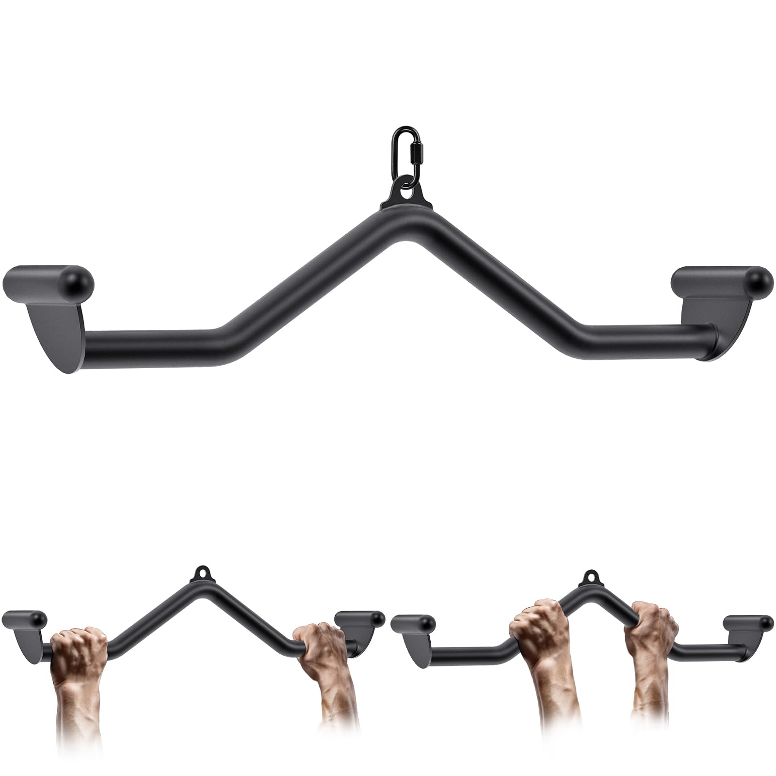 Kipika 71 cm Lat Pull Down Bars for Cable Machine, Rowing T-bar & V-bar Set, Back Strength Training Handle Grips for Cable & Rowing Machine