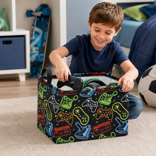 Image of Gift Storage Basket Rectangle Storage Organizer for Nursery Hamper Home Bedroom Laundry Hamper Shelf Baskets (Games)