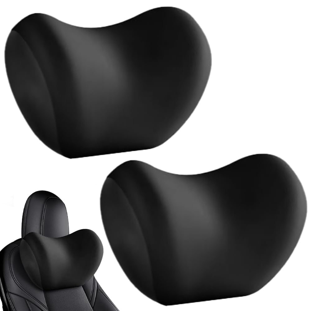 Cuscino per collo auto, 2 pezzi, cuscino poggiatesta auto, cuscino per sedile auto, supporto per la testa per alleviare il dolore al collo, design ergonomico confortevole, nero