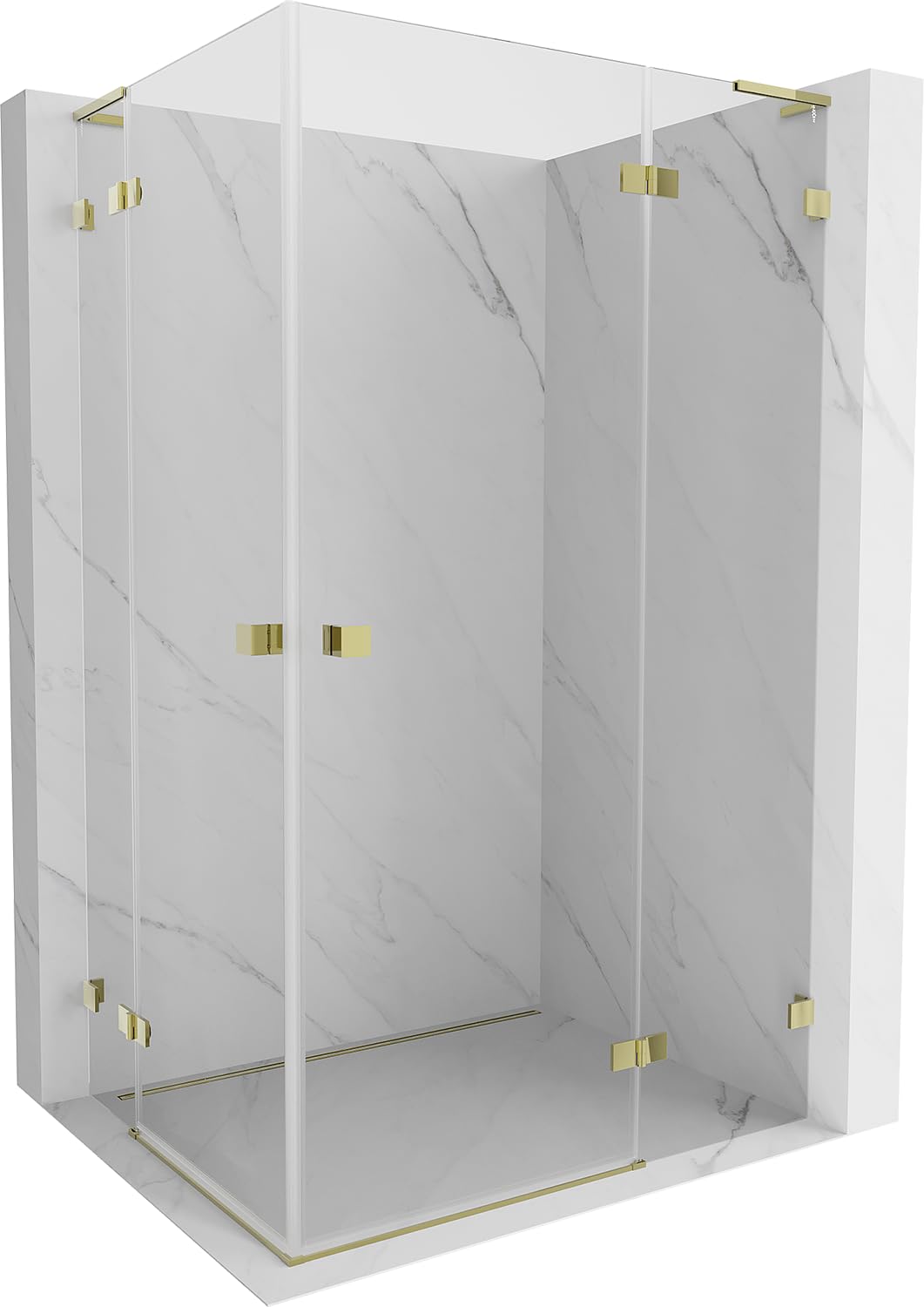 Mexen Lunar L Duo Box Doccia Apertura Destra 110x85 Trasparente Oro
