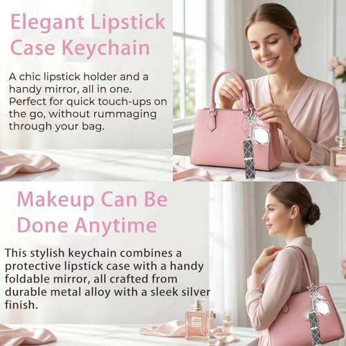 Image of Lipstick Holder Keychain Bag Charms Y2K Accessories, Portable Makeup Essentials for Travel and Daily Use, Cute Handbag Accessories for Women and Girls